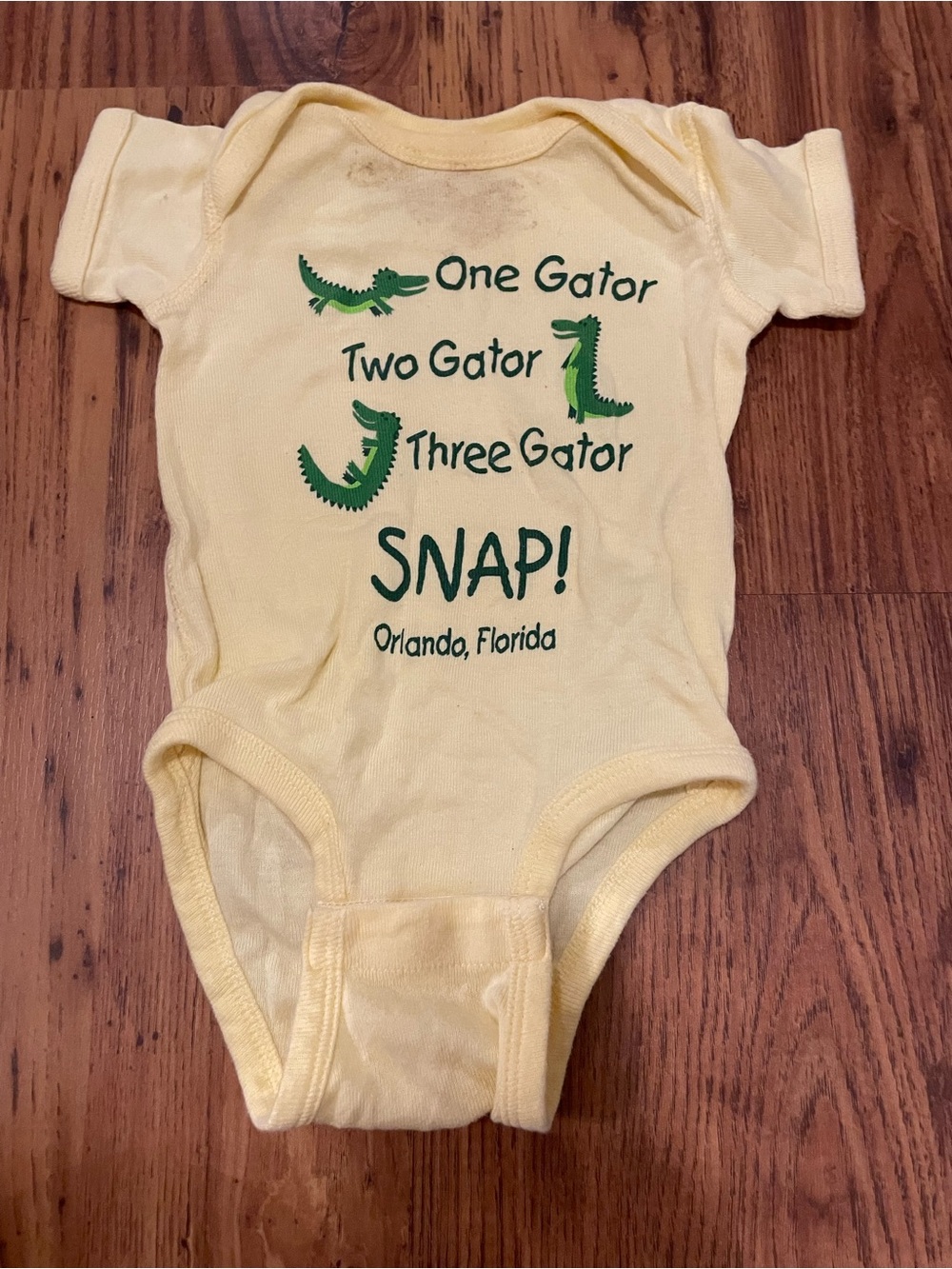 Yellow "One Gator" Snap-Front Baby One-Piece